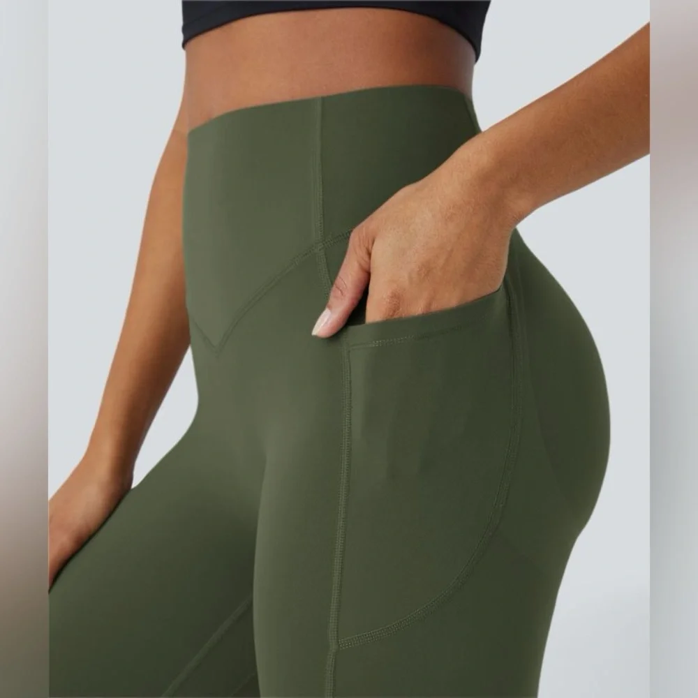 HALARA Full Length Green SoCinched High Waisted Scrunch Butt Lifting Leggings - Picture 4 of 15